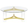 Janessa Round Glass Top Acrylic Leg Coffee Table Matte Brass