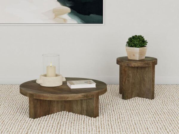 Kinkaid 2-piece Solid Wood Coffee and End Table Set Brown