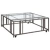 Adri Square Glass Top Coffee Table with Casters Black Nickel