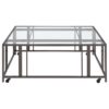 Adri Square Glass Top Coffee Table with Casters Black Nickel