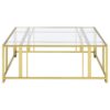 Adri Square Glass Top Coffee Table with Casters Matte Brass