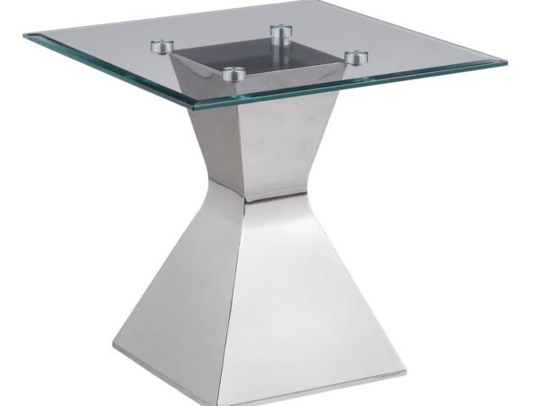Jenny Glass Top Stainless Steel Side End Table Chrome