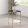 Jonelle Round Glass Top End Table White Marble Shelf Gold