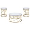 Elise 3-piece Round Mirror Top Coffee and End Table Set Gold