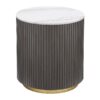 Jason Round Marble Top Side End Table White and Charcoal