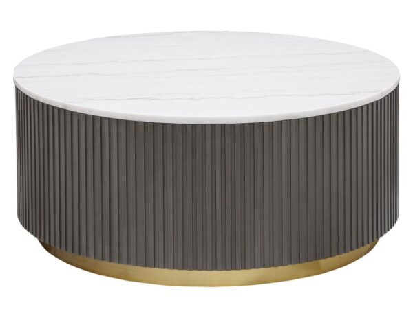 Jason Round Marble Top Coffee Table White and Charcoal
