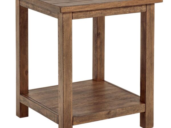 Payne Wood End Table with Shelf Distressed Brown