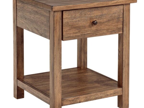 Payne 1-drawer Wood End Table with Shelf Distressed Brown