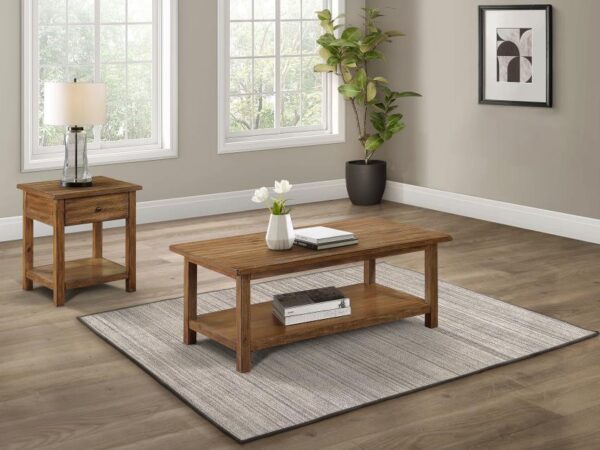 Payne 2-piece Coffee and 1-drawer End Table Set Brown