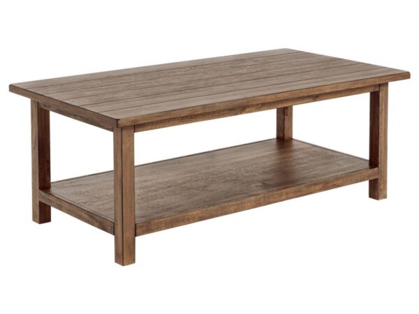 Payne Wood Coffee Table with Shelf Distressed Brown