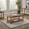 Payne Wood Coffee Table with Shelf Distressed Brown