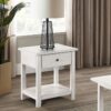 Payne 1-drawer Wood End Table with Shelf Distressed White