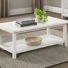 Payne Wood Coffee Table with Shelf Distressed White