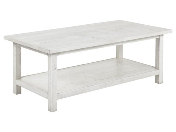 Payne Wood Coffee Table with Shelf Distressed White