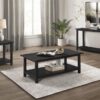 Payne Wood Coffee Table with Shelf Distressed Java