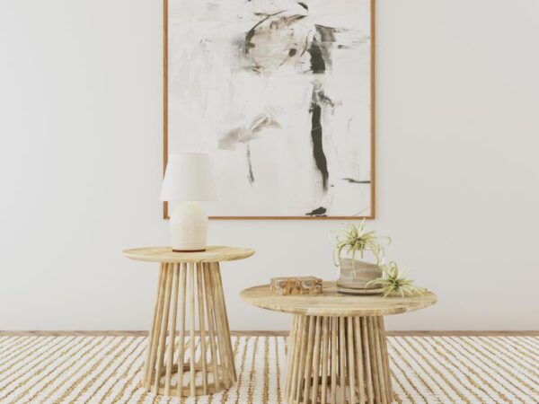 Touhy 2-piece Round Coffee and End Table Set Natural Mango