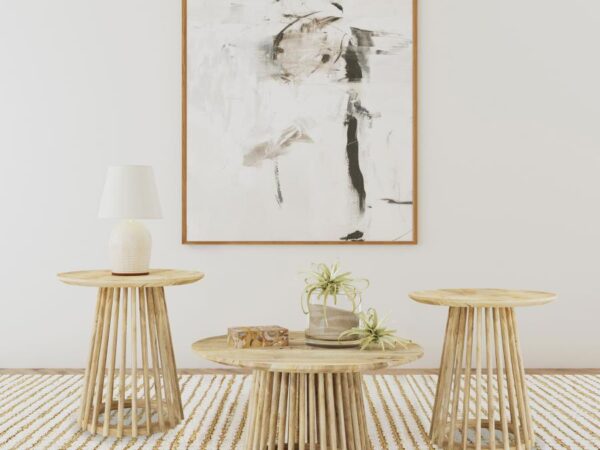 Touhy 3-piece Round Coffee and End Table Set Natural Mango