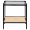 Amherst Glass Top Metal with Cane Shelf End Table Black