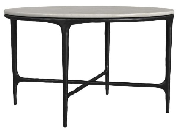 Hermas Round Genuine Marble Top Metal Coffee Table White