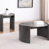 Gladstone Round Faux Marble Top End Table Distressed Grey
