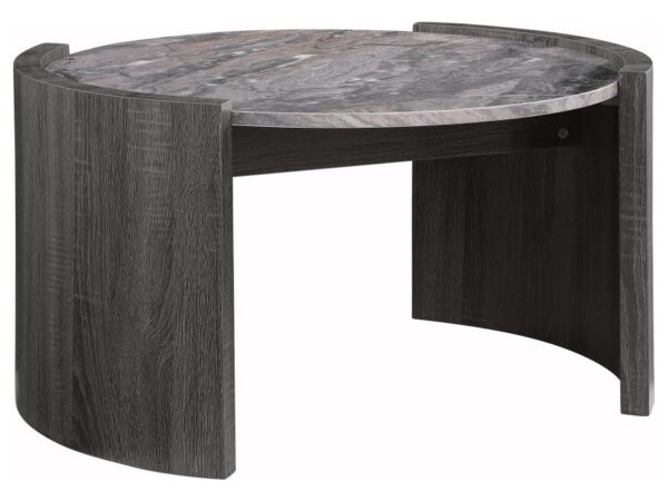 Gladstone Round Faux Marble Top Coffee Table Distressed Grey