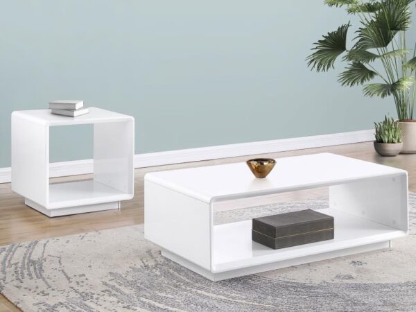 Paseo 2-piece Coffee and End Table Set White High Gloss