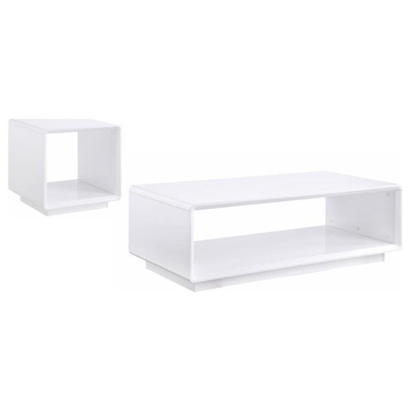Paseo 2-piece Coffee and End Table Set White High Gloss