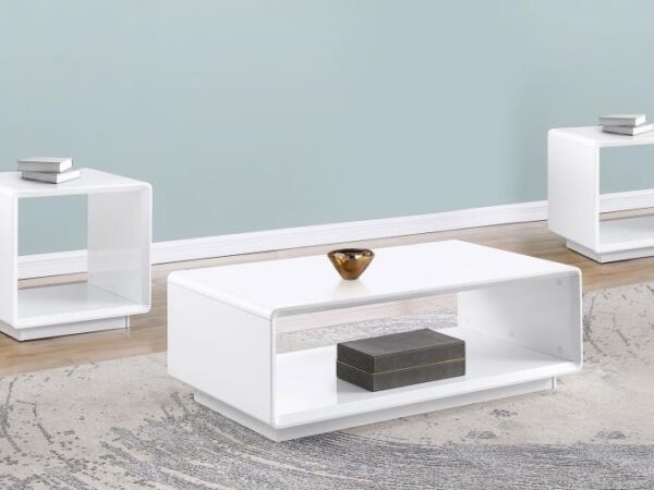 Paseo 3-piece Coffee and End Table Set White High Gloss