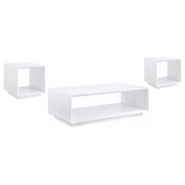 Paseo 3-piece Coffee and End Table Set White High Gloss