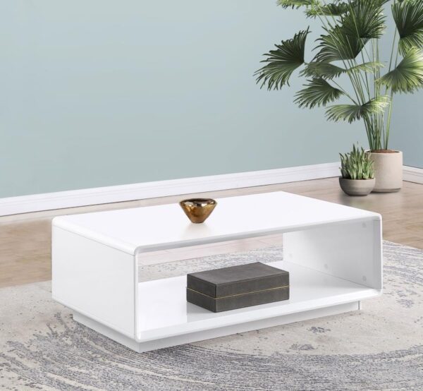 Paseo Rectangular Cocktail Coffee Table White High Gloss