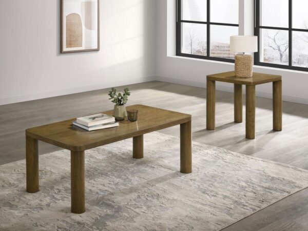 Castlewood 2-piece Cocktail Coffee Table Set Brown Oak