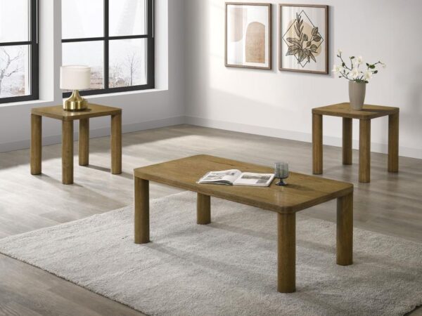 Castlewood 3-piece Cocktail Coffee Table Set Brown Oak