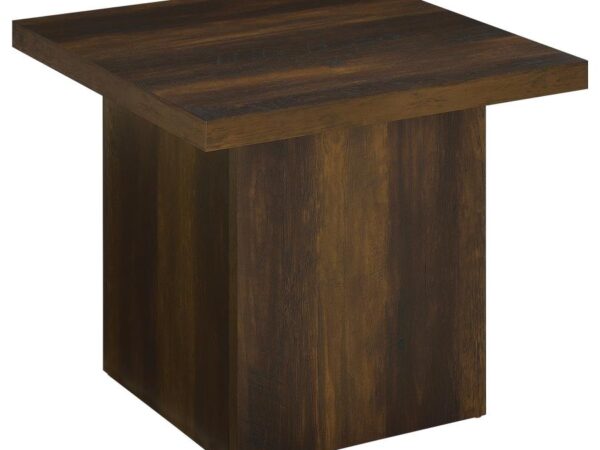 Devar Square Engineered Wood Side End Table Dark Pine