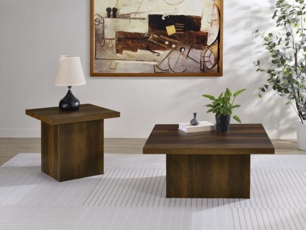 Devar 2-piece Square Coffee and End Table Set Dark Pine