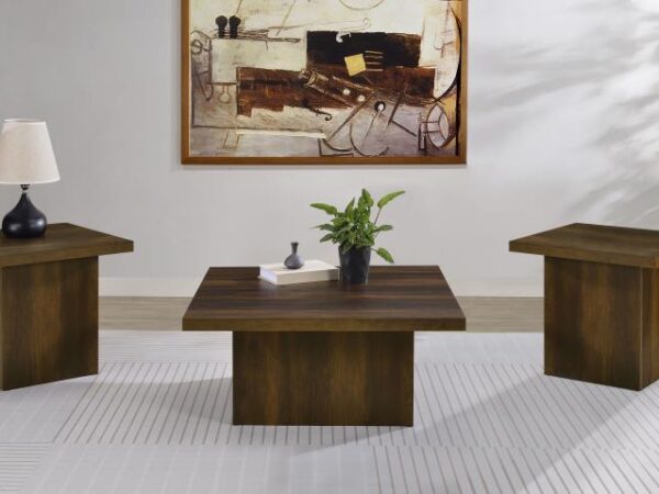 Devar 3-piece Square Coffee and End Table Set Dark Pine