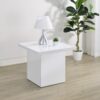 Devar Square Engineered Wood Side End Table White High Gloss
