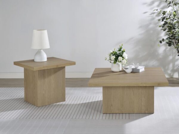 Devar 2-piece Square Cocktail Coffee End Table Set Latte