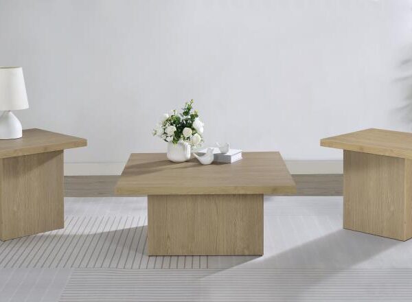 Devar 3-piece Square Cocktail Coffee End Table Set Latte