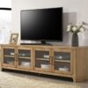Brenham 79-inch 4-door TV Stand Media Console Washed Oak