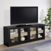 Denison 79-inch 4-door TV Stand Media Console Black