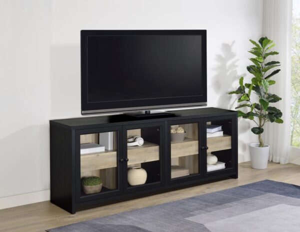 Denison 79-inch 4-door TV Stand Media Console Black