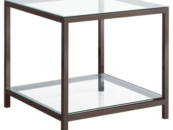 Trini 1-shelf Glass Top Side End Table Black Nickel