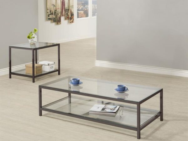 Trini 2-piece Coffee and End Table Set Black Nickel