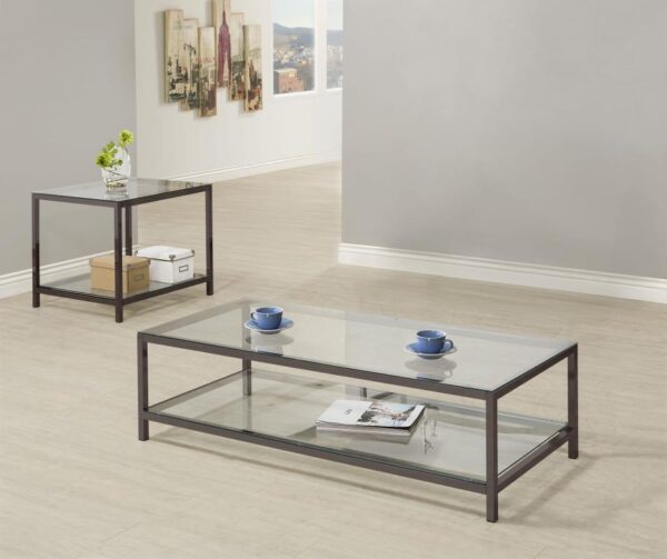 Trini 2-piece Coffee and End Table Set Black Nickel