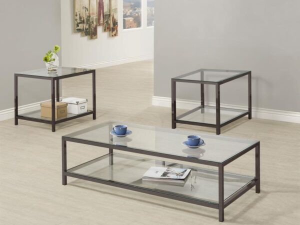 Trini 3-piece Coffee and End Table Set Black Nickel