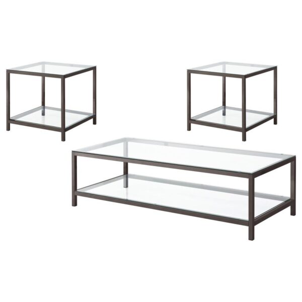 Trini 3-piece Coffee and End Table Set Black Nickel