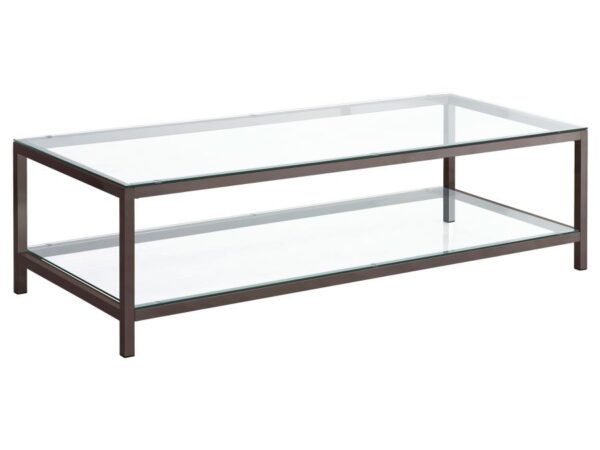 Trini 1-shelf Glass Top Coffee Table Black Nickel