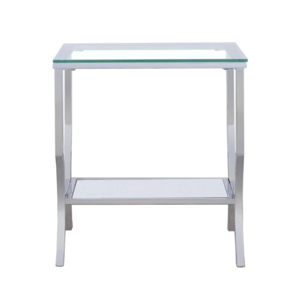 Saide Square Glass Top Side End Table Chrome