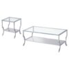 Saide 2-piece Glass Top Coffee and End Table Set Chrome