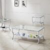 Saide 3-piece Glass Top Coffee and End Table Set Chrome